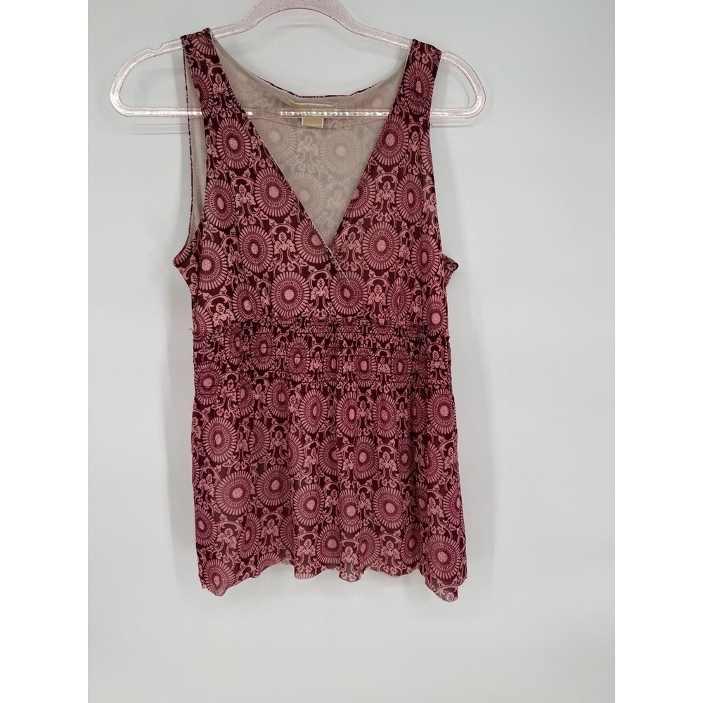Michael Kors Floral Tank‎ Top Sleeveless Blouse V Neck Casual L